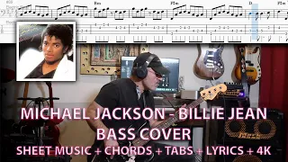 Michael Jackson - Billie Jean - Bass Cover with Tabs and Lyrics in 4K