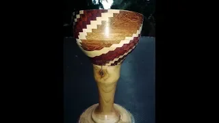 Wood turning a  Dizzy Bowl Goblet natural edge cherry base