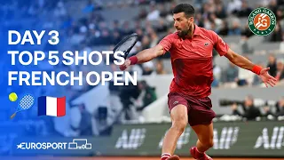 Top 5 Shots - Day 3 🎾 | 2024 French Open Highlights 🇫🇷