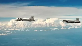 The first flight of the new Gripen fighters in Brazil