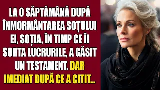 La o săptămână după înmormântarea soțului ei, soția, în timp ce îi sorta lucrurile, a găsit un testa