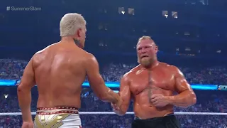 Brock Lesnar Respect Cody Rhodes & Hug Him After Losing WWE Summerslam 2023 Highlights