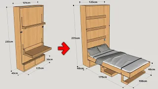 HOW TO MAKE A MURPHY BED WITH FOLDING TABLE STEP BY STEP