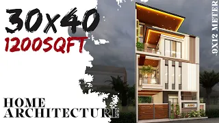 30X40 Feet, 1200 sqft Luxurious Triplex House Design | 9X12 Meter Villa | 130 Gaj Plan | ID-136