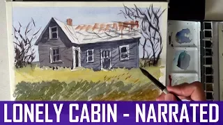 How to Draw and Paint a Lonely Cabin (Time-Lapse Version)