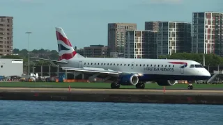 British Airways Embraer 190SR Landing At London City Airport