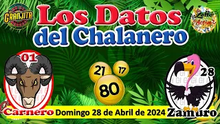 GANA CON ESTOS ANIMALITOS y PAR DE DATOS PARA EL 5y6 * EL CHALANERO * DOMINGO 28 DE ABRIL DE 2024