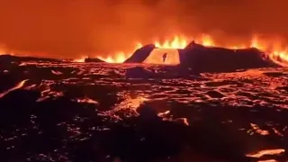 Iceland volcano eruption | Drone video