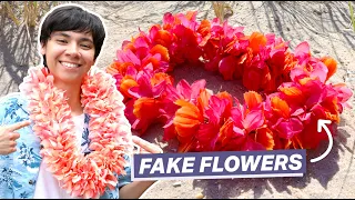 How To Make a Hawaiian Lei with Fake Flowers (DIY Flower Necklace)