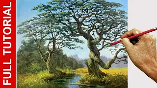 Tutorial : Acrylic Landscape Painting / Tale of Two Trees / JMLisondra