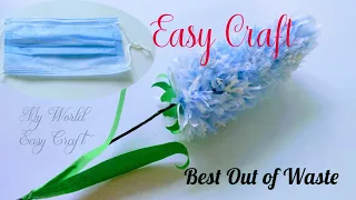 Best Out Of Waste Surgical Mask |  Easy Flower Making Craft Idea | Recycled Material Craft