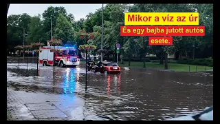 Árvíz Mezőkövesden központjában. 💧😲 Tűzoltók 🚒 mentettek ki egy bajba jutott autóst.🚗