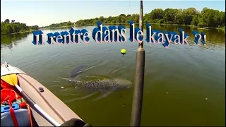 Un beau silure de Loire maillé en kayak gonflable
