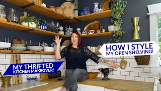 KITCHEN MAKEOVER! How To Style Your Kitchen Open Shelving | My Thrifted & DIY Kitchen Makeover!