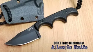 CRKT FOLTS MINIMALIST 5CR15MOV STAINLESS BOWIE BLACK MICARTA HANDLE KNIFE 2387K