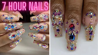7 HOUR Swarovski Crystal Bling Gel Nails 😱 | Craziest Nail Art I've Done in 2021