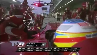 Fernando Alonso onboard pit-stop Abu Dhabi GP 2010