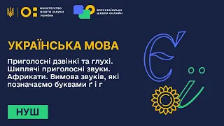 Українська мова. Приголосні дзвінкі та глухі. Шиплячі приголосні звуки. Африкати