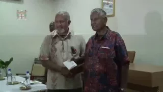Fijian Prime Minister receives cash donations from Lautoka Business Houses.