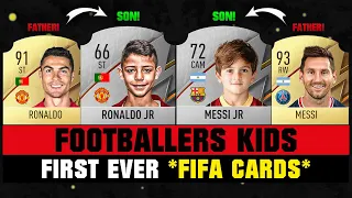 FOOTBALL PLAYERS KIDS First Ever FIFA CARDS! 👨‍👩‍👦😲 ft. Ronaldo JR, Haaland & Messi JR!