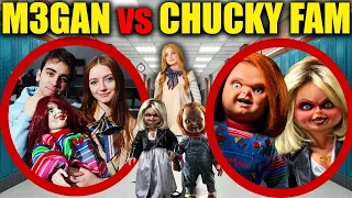 M3GAN vs CHUCKY FAMILY at School! (Daughter Chuckany ran away!)