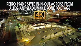 Retro 1940's Style In N Out Across From Allegiant Stadium 4K Drone Footage