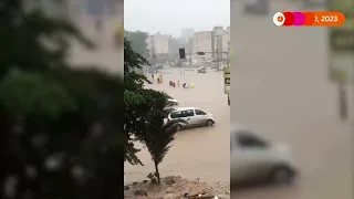 Roads flooded in Libya after deadly Storm Daniel