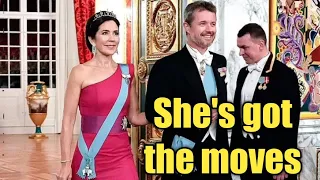 Sweet moment as Crown Princess Mary is spotted dancing with her husband Frederick at a royal gala