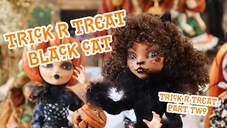 Trick R Treat | Black Cat | A Very Vintage Gothic Halloween Black Cat OOAK Monster High Repaint