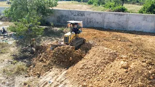 Incredible New Project Small Bulldozer Push Dirt Starting With 5 Tons Dump Truck Unloading