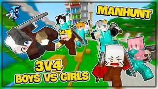 Siro MANHUNT 3 vs 4 Cùng Hội Chị Em Trong Làng Hero Team Minecraft