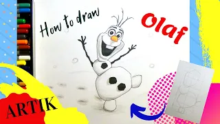 Как нарисовать снеговика Олафа  How to draw a snowman  Olaf