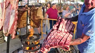 Street Food from Argentina. Asado and Grilled Meat. 'Meat Festival' in Valencia, Spain
