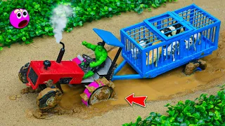 homemade mini tractor trolley stuck in mud science project @sanocreator