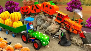 Top diy tractor making mini Fire Truck rescues Train | diy mini Halloween Pumpkin Train | HP Mini