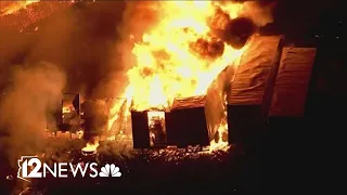 Massive pallet fire ignites near 35th Avenue and Buckeye Road in west Phoenix