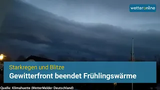 Gewitterfront beendet Frühlingswärme: Starkregen und Blitze