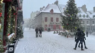 🔴 Live Streaming Heavy Snowfall Winter Wonderland Walk in Old Quebec City Petit Champlain 2023