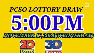 November 17,2021 ( Wednesday) 5pm LOTTO result