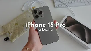 iPhone 15 Pro Natural Titanium Unboxing 🩶📦 | accessories + comparison