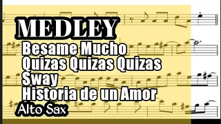 Medley Alto Sax Besame Mucho Quizas Quizas Sway Historia de Amor Sheet Backing Play Along Partitura