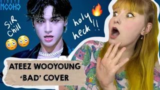 hes insane!! [Artist Of The Month] 'Bad' covered by ATEEZ WOOYOUNG(우영) REACTION