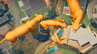 Lion King Nala Water Ragdolls GTA 5 Nala jumps from high places into swimming pools ep.3