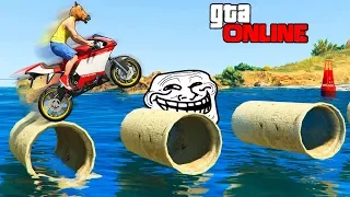 ТРОЛЛИНГ СКИЛЛ ТЕСТ ПО ВОДЕ С ЗАПУТАННЫМИ ЛАБИРИНТАМИ НА МОТОЦИКЛЕ В GTA 5 ONLINE