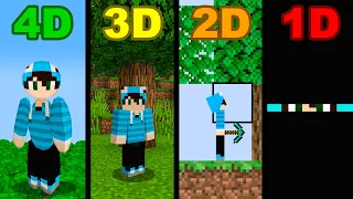 Minecraft 1D vs 2D vs 3D vs 4D