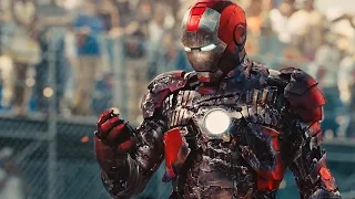 Tony stark fights on the track | Iron man 2 (2010) | Race track transformation scene