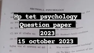 15 october 2023 hp jbt tet solved psychology section ||Jbt tet question paper 2023