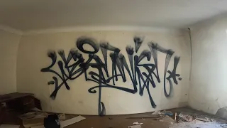 Training with an astrofat in an abandoned area. Graffiti tags