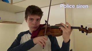 City sounds on violin