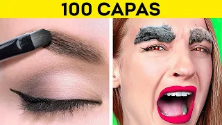 RETO DE LAS 100 CAPAS || 1000 capas de comida, maquillaje, ropa, uñas por 123 Go! Like